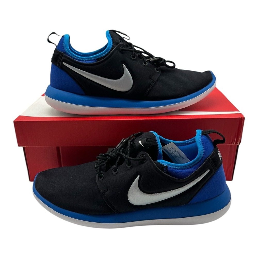 Nike Roshe Two GS Running Shoes Size Youth 6.5 Womens 8 Black Blue Sneakers